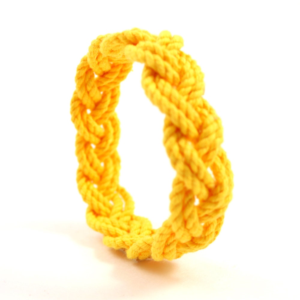 Sailor Knot Bracelet Woven Narrow With Yellow Cotton Etsy