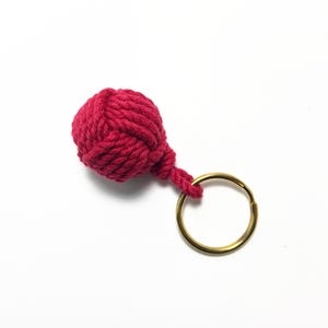 Nautical Key Ring Red Cotton Monkey's Fist Keychain Red Modern Style