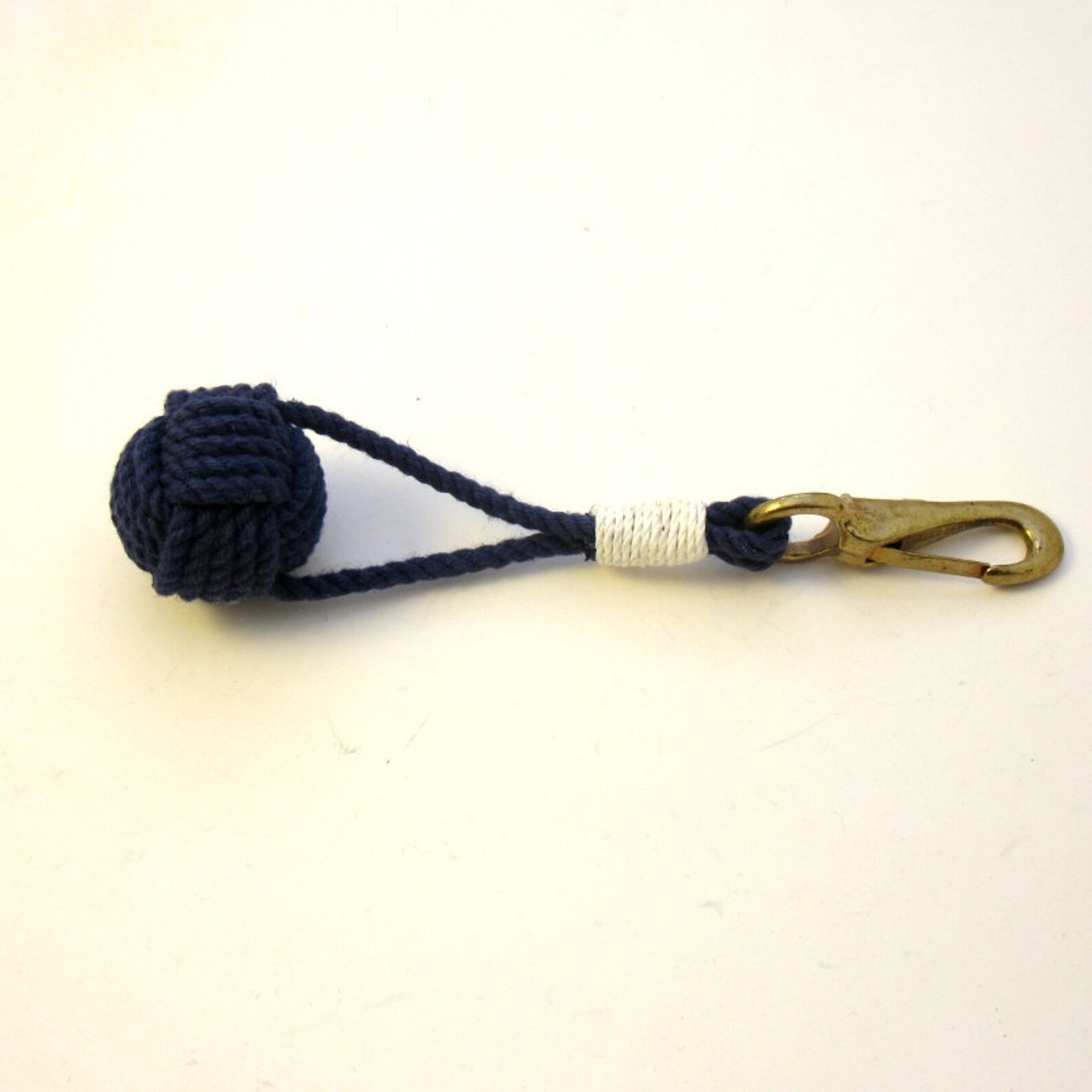 Monkey Fist Navy Blue Key Chain with Brass Clip Whipped in a Etsy