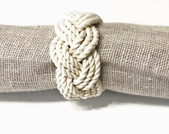 Nautical Knot Napkin Rings Natural White Pack of 4