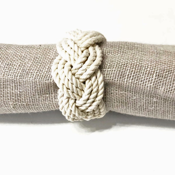 Nautical Knot Napkin Rings Natural White Pack of 4