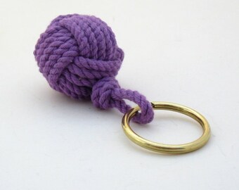 Nautical Keychain Monkey Fist Purple Cotton Modern Style