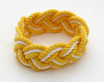 Rope Bracelet in Yellow and White Cotton Sailor Bracelet