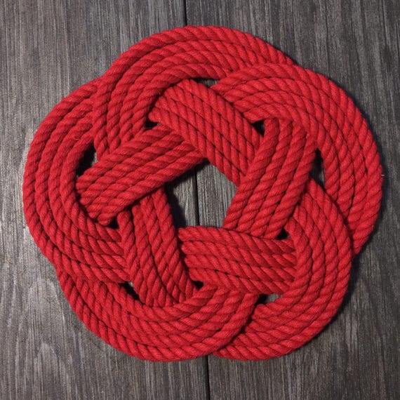 Nautical Trivet Woven Turks Head Hotplate Traditional Red
