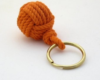 Orange Keyring Nautical Monkey's Fist Keychain Sleek Modern Style