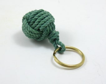 Nautical Key Ring Green Monkey's Fist Keychain