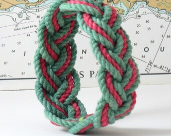 Preppy Bracelet in Green and Red Cotton Sailor Bracelet