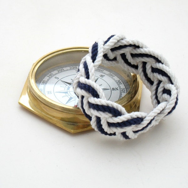 Nautical Bracelet White and Navy Cotton Sailor Knot