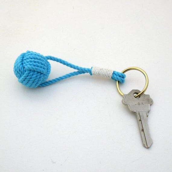 Tropical Turquoise Nautical Keyring Traditional Monkey Fist