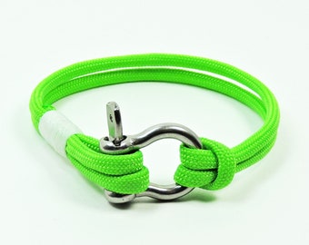 Neon Green Sailboat Shackle Paracord Bracelet