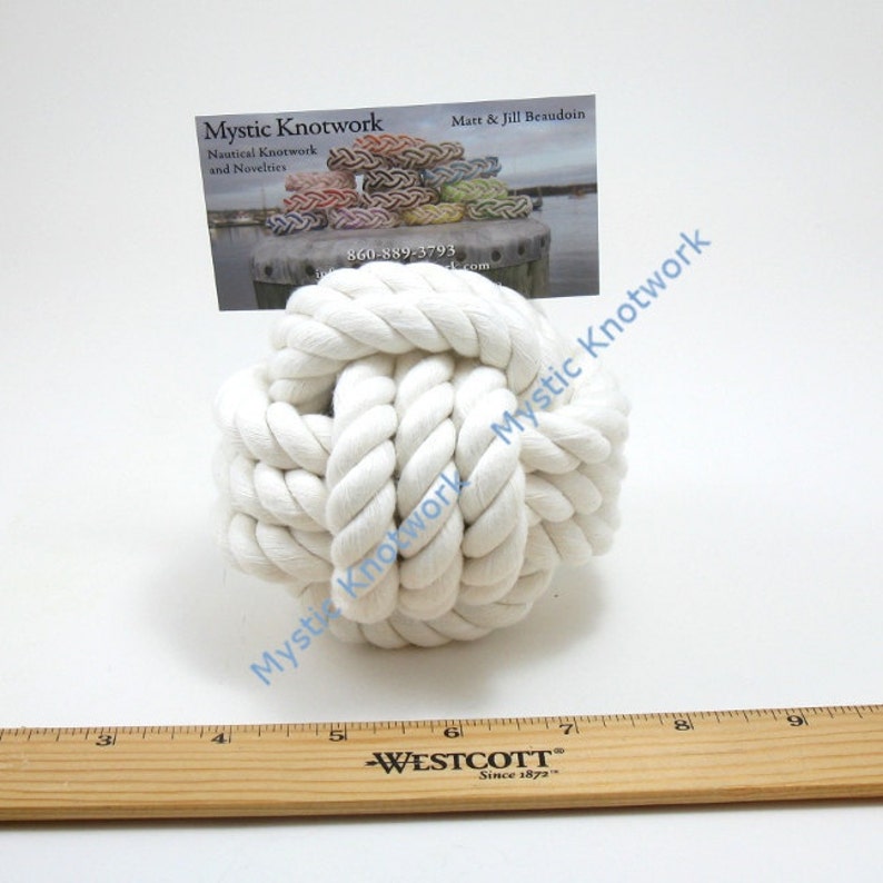Wedding Knot Number Holders for your Nautical Wedding 4 Pack of white Monkey Fist Knots