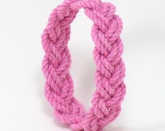 String Bracelet Narrow Sailor Weave in Pink Cotton