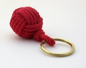 Nautical Key Ring Red Cotton Monkey's Fist Keychain Red Modern Style
