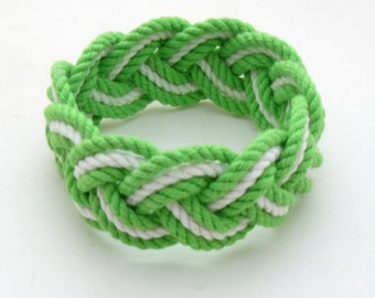 Rope Bracelet Cotton String Lime and White Sailor Bracelet