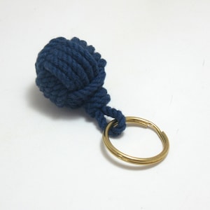 Nautical Keyfob Navy Monkey&#39;s Fist Keychain Modern Style Cotton