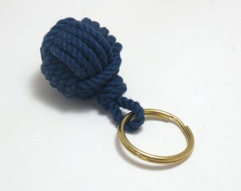 Nautical Keyfob Navy Monkey's Fist Keychain Modern Style Cotton