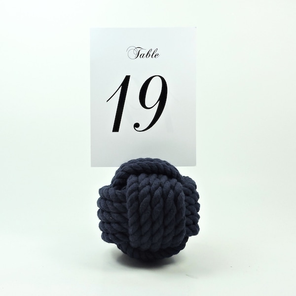 Sample Navy Blue Nautical Monkey Fist Table Card Holder Navy Rope 5 Across No Roll Number Holder