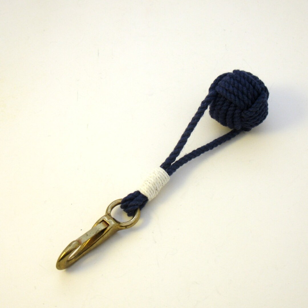 Monkey Fist Navy Blue Key Chain With Brass Clip Whipped in a Etsy