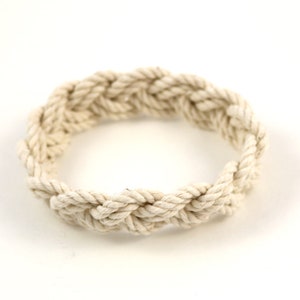 Rope Bracelet Narrow White Turks Head Knot image 1