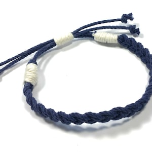 Mens Anklet Navy Braided Cotton Adjustable Sailor Anklet