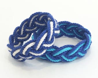 Summer Blues Sailor Knot Striped Bracelets