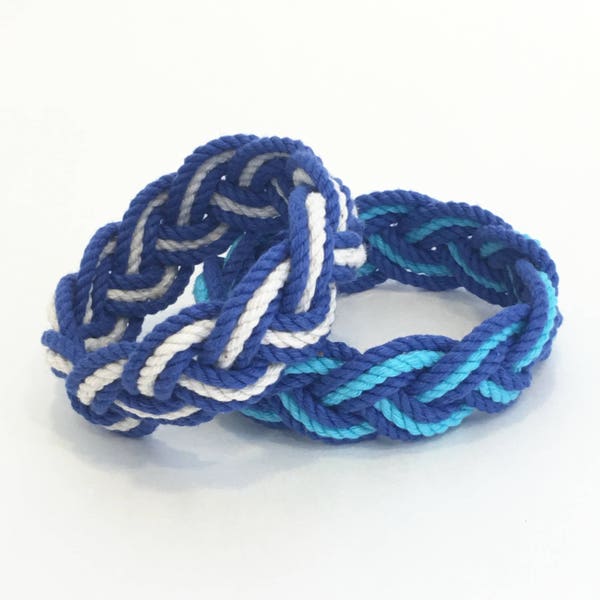 Summer Blues Sailor Knot Striped Bracelets