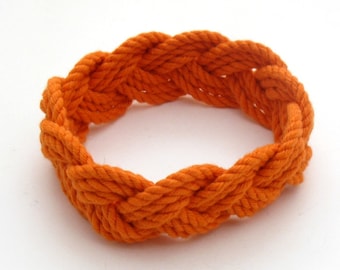 Rope Bracelet Orange Cotton Sailor Weave