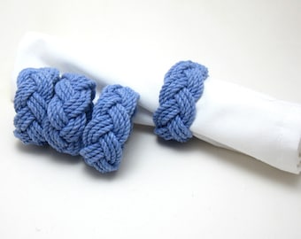 Woven Napkin Rings Nautical Blue Pack of 4