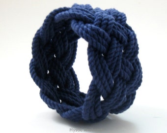 Sailor Knot Bracelet Classic Navy Wide Cuff Medium