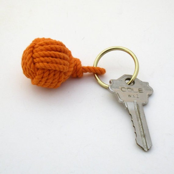 Orange Keyring Nautical Monkey's Fist Keychain Sleek Modern