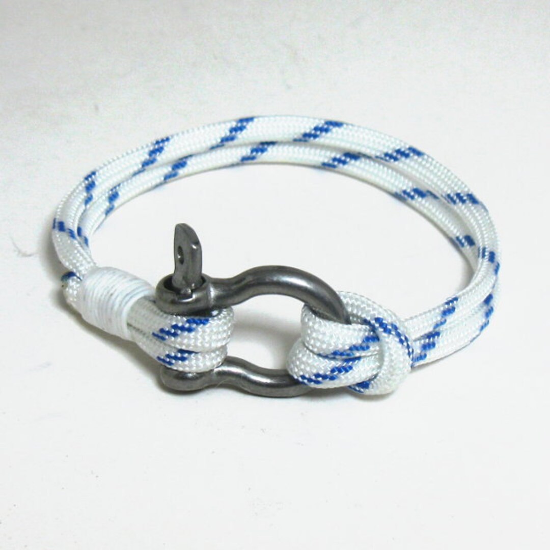 Nautical Shackle Rope Bracelet Blue and White Stripe 165 Etsy