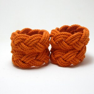 Woven Napkin Rings Nautical Orange Cotton Pack of 4 image 3