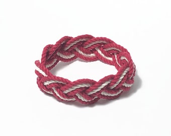 Rope Bracelet in Red and White Cotton Sailor Weave