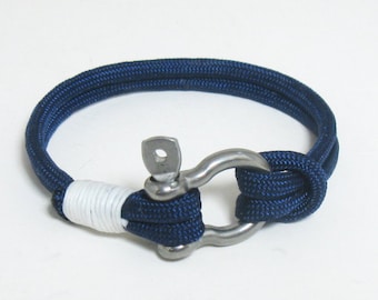 Nautical Shackle Rope Bracelet Navy Blue