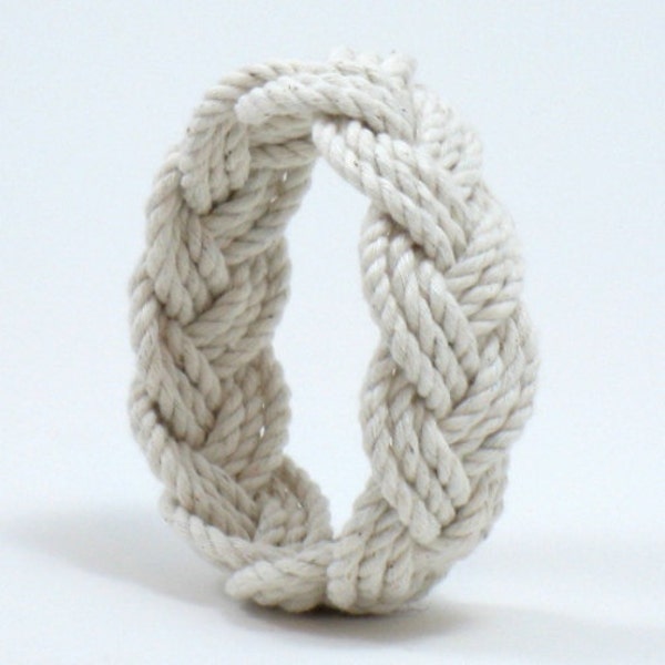 Turk's Head Sailor Knot Bracelet Woven From White Cotton