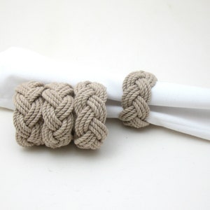 Nautical Napkin Rings Woven Tan Cotton Pack of 4