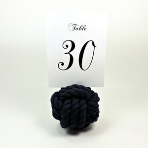 Navy Blue Nautical Wedding Rope Knots 10 Table Number Holders for your Seaside Wedding Navy Rope image 2