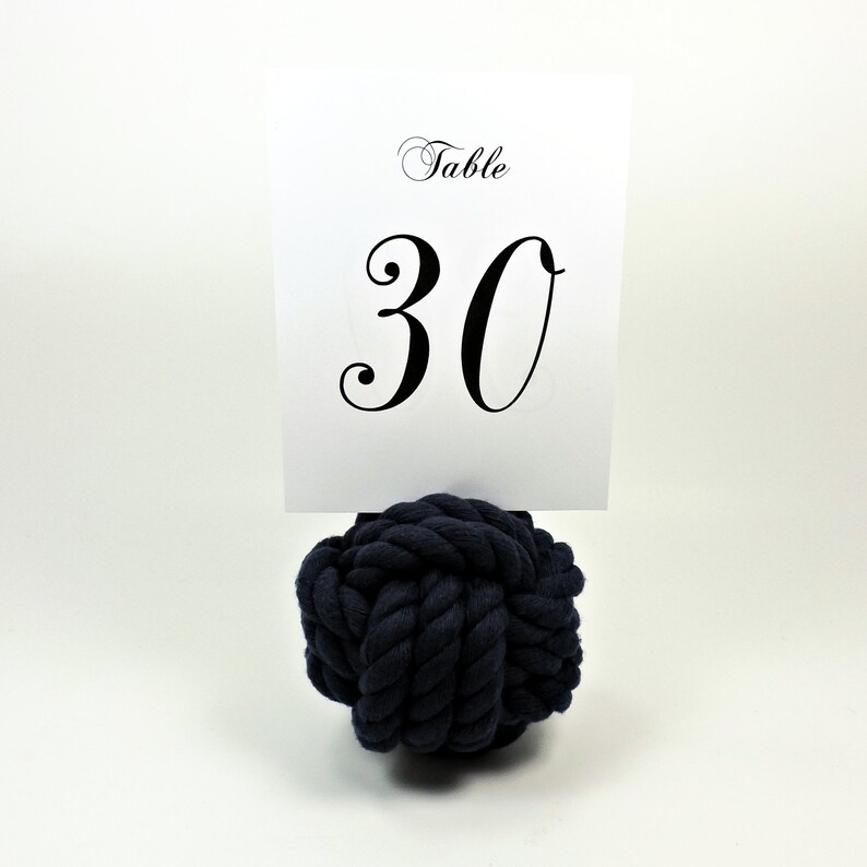 Navy Blue Nautical Wedding Rope Knots 10 Table Number Holders for your Seaside Wedding Navy Rope image 2