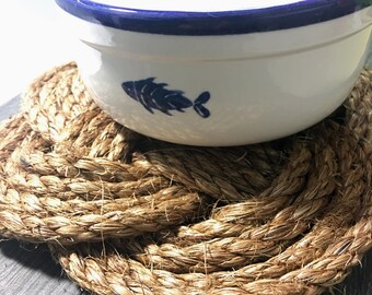 Nautical Manila Woven Turks Head Trivet or Hot Pad