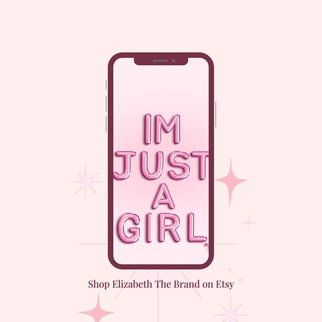 I'm Just a Girl Bubble Letters Phone Wallpaper Bundle - Etsy, image size:1080x1080