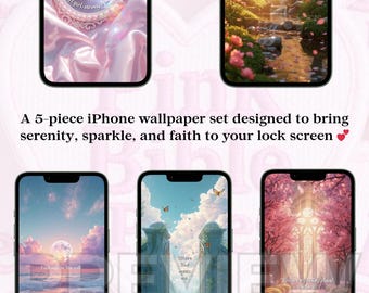 Paquete de fondos de pantalla cristianos rosas para iPhone: fondos de pantalla con frases de chicas suaves (descarga digital)