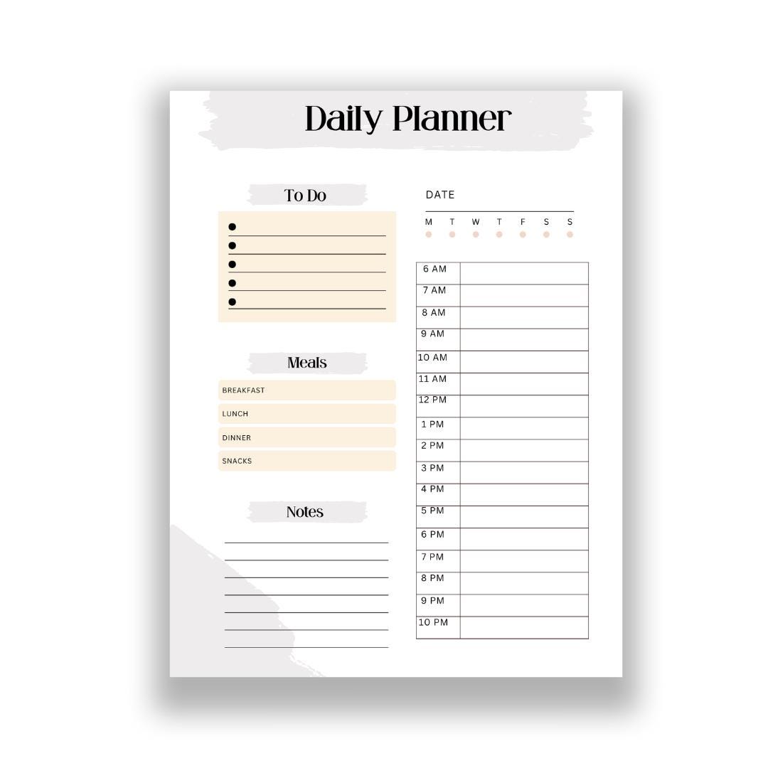 Simple & Clean Daily Planner | Printable PDF - Etsy