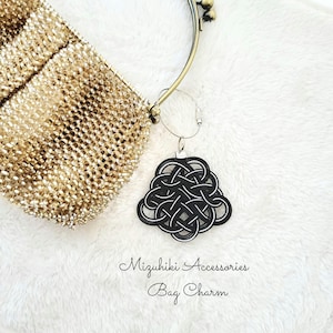 Mizuhiki Jewelry bag charm 001 | A Black and White bag charm with a beautiful geometric design | The perfect gift for Japan lovers