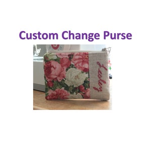 bridesmaid personalised vegan cosplay Zippered pouch bag small coin purse change personalized padded zipper cotton fabric