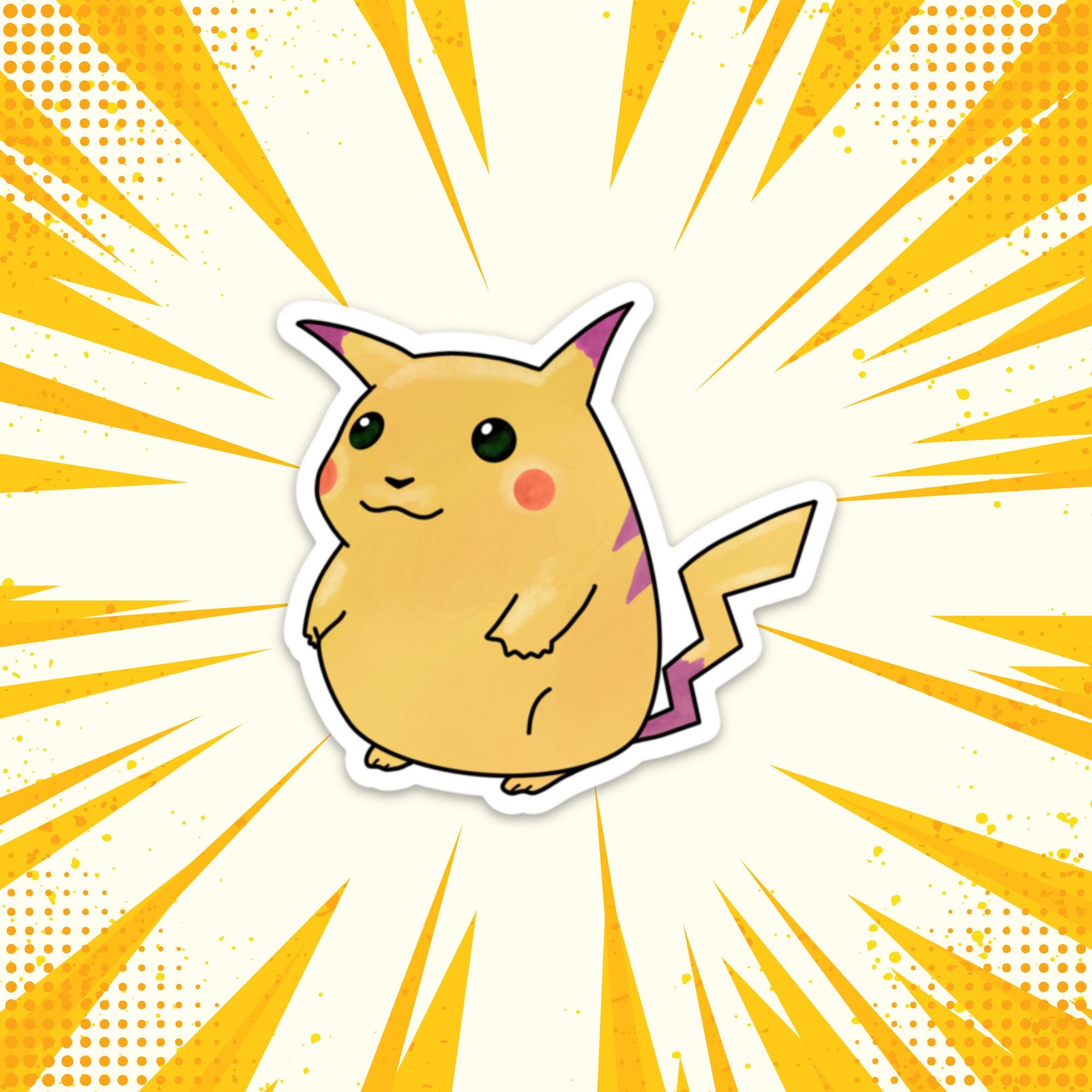 Chubby Pikachu Original Pokemon Sticker | Glossy Finish | Hand-drawn |  Water-resistant | Laptop or Water Bottle Anime Sticker - Etsy