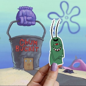 Plankton from SpongeBob Meme Sticker | Glossy Finish | Hand-Drawn | Water-Resistant | Laptop, Water Bottle, and Journal Sticker
