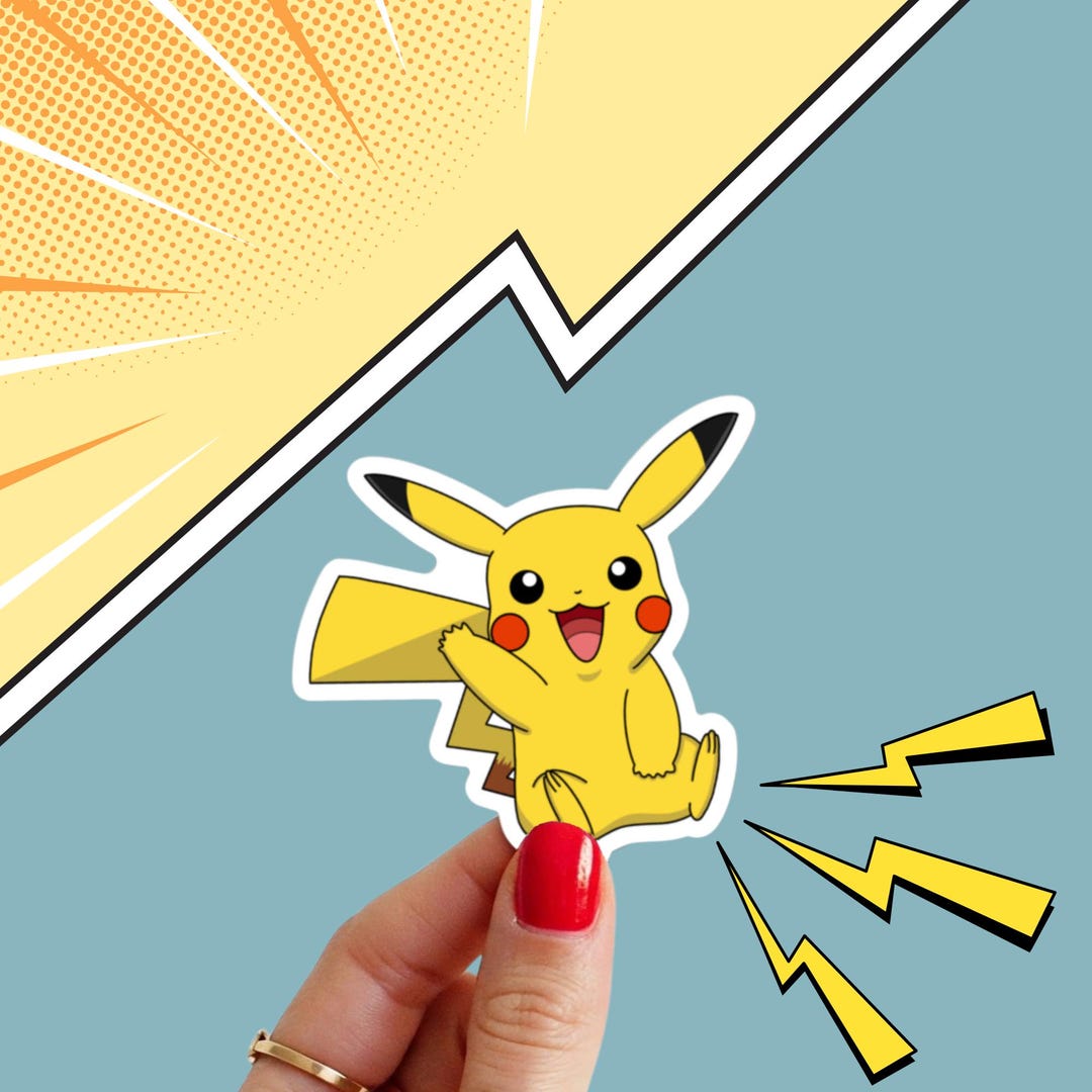 Cute Waving Pikachu Pokemon Sticker | Glossy Finish | Hand-drawn |  Water-resistant | Laptop or Water Bottle Anime Sticker - Etsy, image size:1080x1080