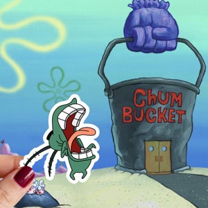 Screaming Plankton Spongebob Meme Sticker Glossy Finish Hand-drawn