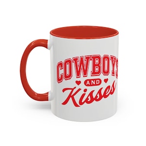 Cowboys and Kisses Accent Coffee Mug, Cute Cowboy Gift, Country Coffee Cup, Rustic Home Decor, Valentine&#39;s Day Mug