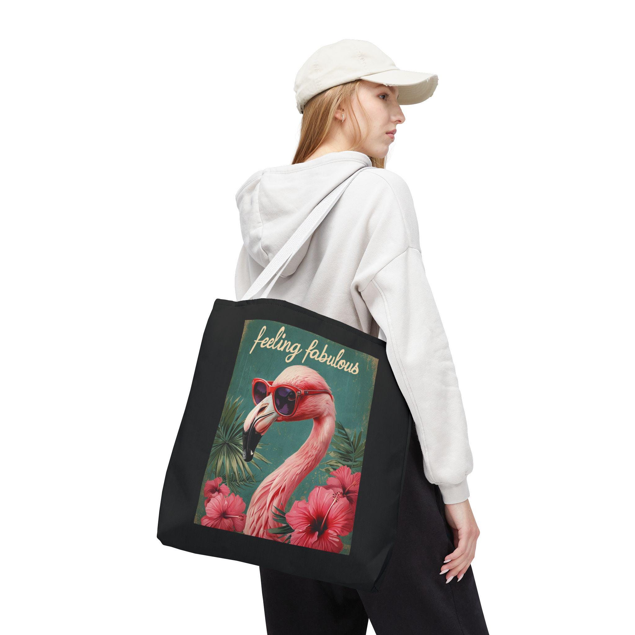 Sac Fourre-tout Rose Flamant Rose - Réutilisable Shopping Plage - Motif Tropical